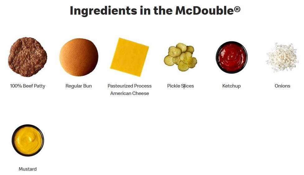 Ingredients in McDouble at McDonald's USA